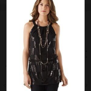 White House Black Market Black Sequin Sleeveless Dress